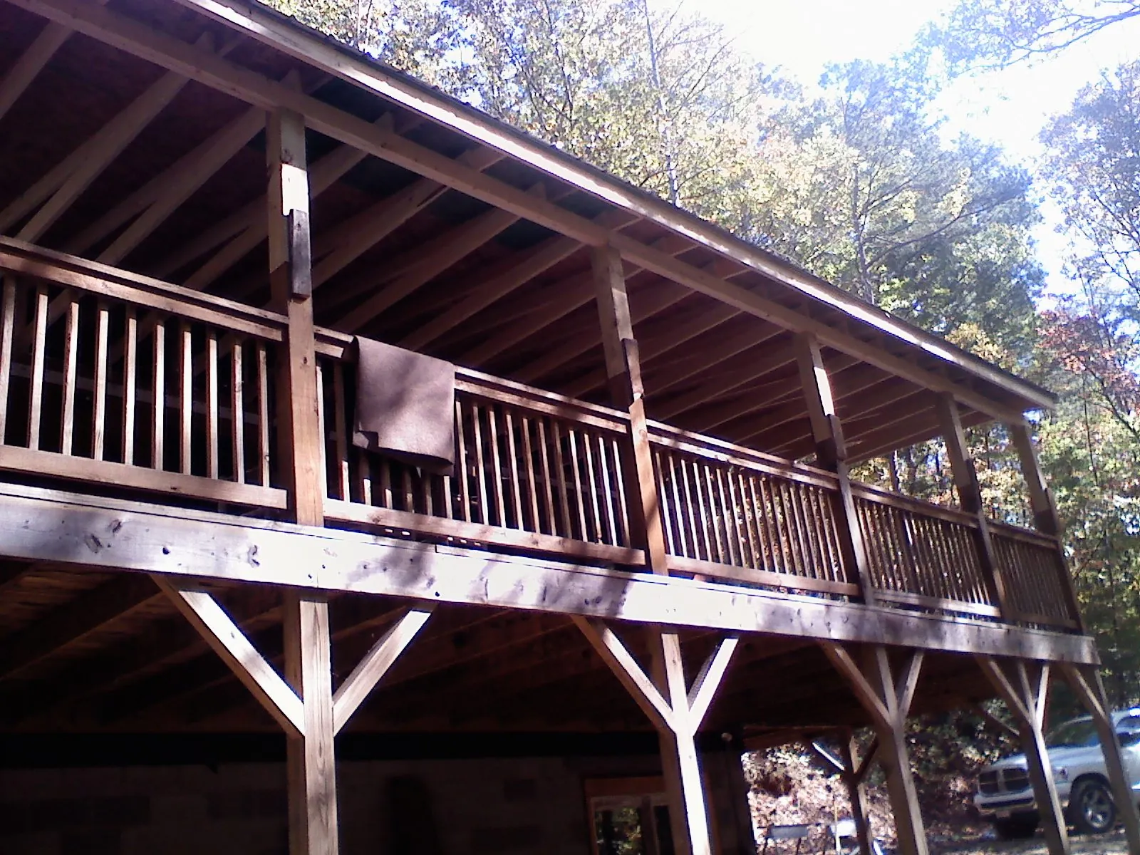 Timber framing under a new elevated porch and deck in Richmond